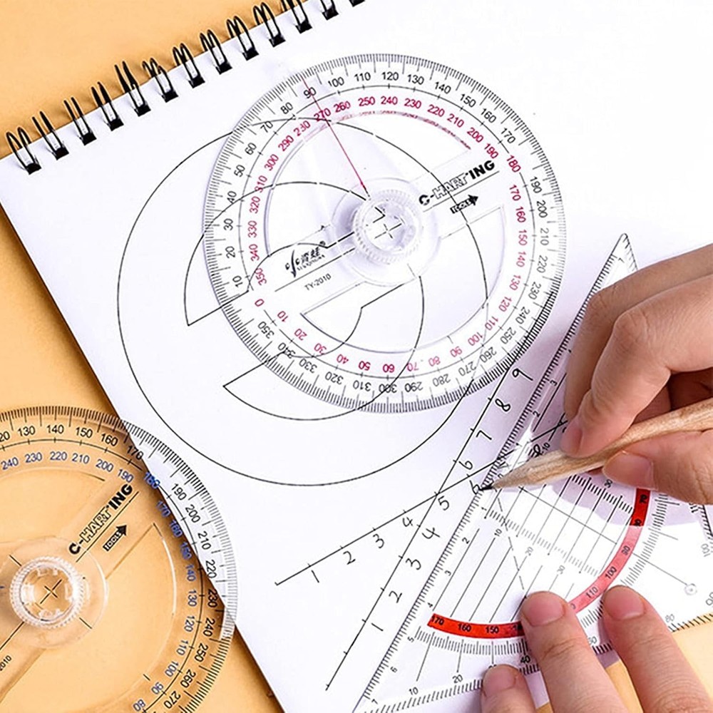 30 Pack 360 Degree Circle Protractor Clear Plastic Ruler for Math Geometry Set