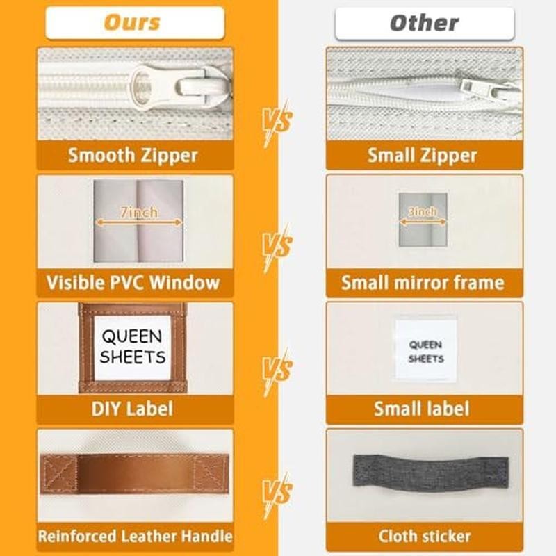 4 Pack Sheet Organizers Storage Foldable W/ Window Label Leather Handle New