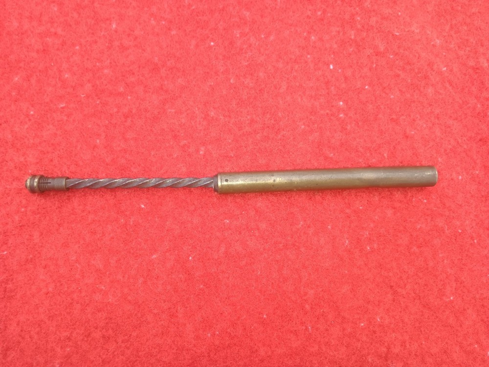 Antique brass push drill spiral drill, spring inside Brass handle Unmarked Maker