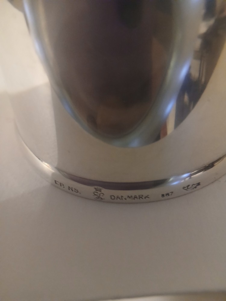 Danish Silver Bell with Twisted Helix Handle Denmark Stamped 887 DANMARK