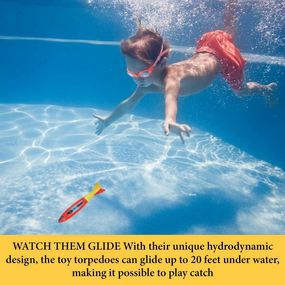 8 Pack Underwater Fast Gliding Torpedo - Great for Beginner Swimmers