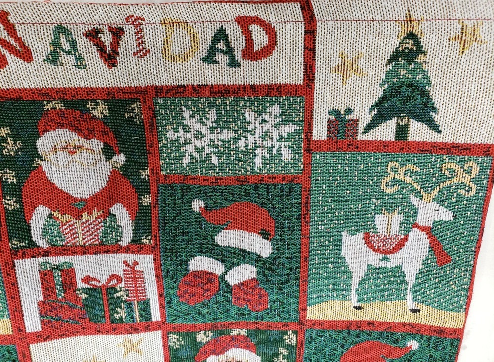 Extra Long Tapestry Table Runner, 13"x72", WINTER,CHRISTMAS THEME PATCHWORK, HG