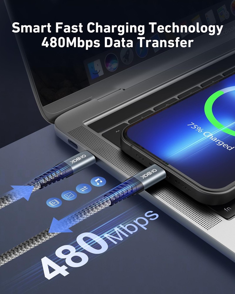 USB C to C Cable 60W [2Pack 6FT], Type C Fast Charging 6FT, Grey