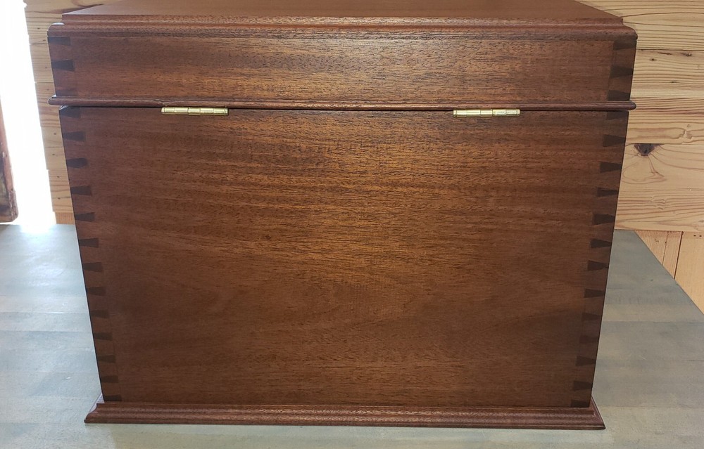 Custom Handcrafted Mahogany Wine Cellarette with Lock & Key