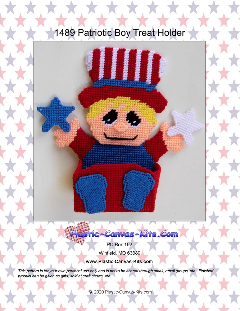 Patriotic Boy Treat Holder-Plastic Canvas Pattern or Kit