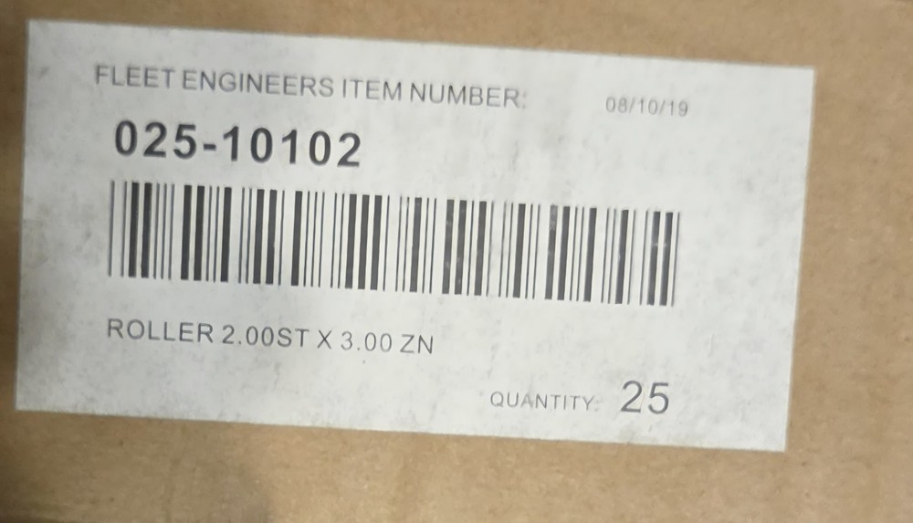 FLEET ENGINEERS 025-10102 ROLLER, Box Of 25 Rollers