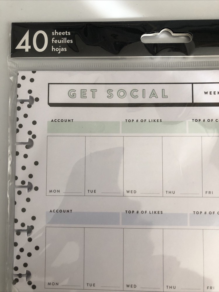 Happy Planner Paper 40 Sheets Get Social Media Account Tracking Content