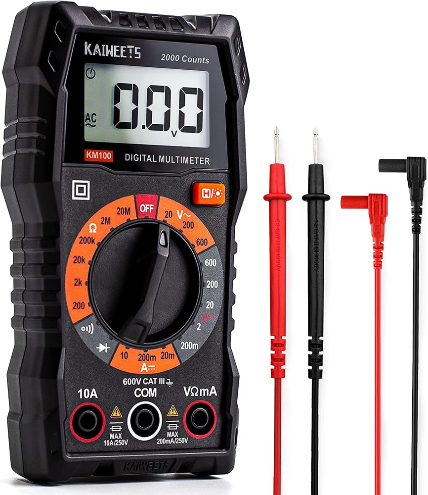 Digital Multimeter with Case, DC AC Voltmeter, Ohm Volt Amp Test Meter and Conti