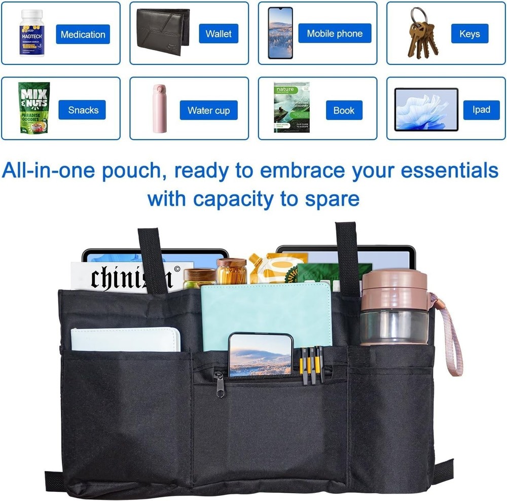 Walker Bag with Cooler & Cup Holder Folding Walker Storage Basket Rollator
