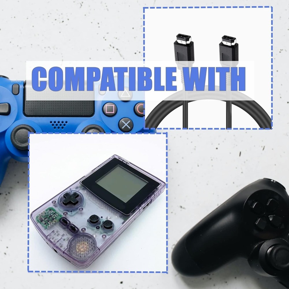 Two 2 Player Link Cable Cord Replacement for Nintendo Gameboy Color Gameboy Pock