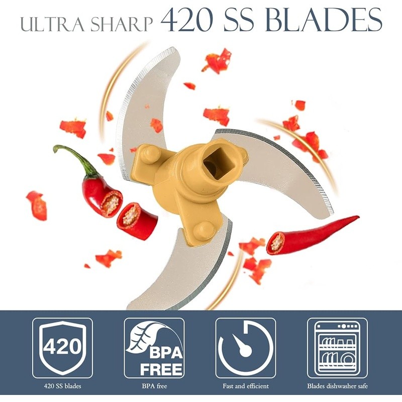 Manual Food Chopper Adjustable Speed Vegetable Herb Processor Kitchen Tool New