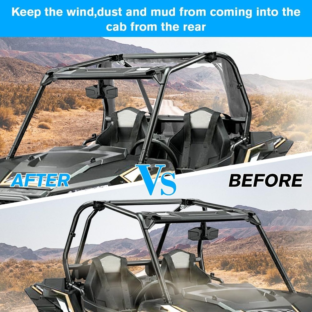 Middle Clear Rear Windshield Window Compatible With For UTV Black