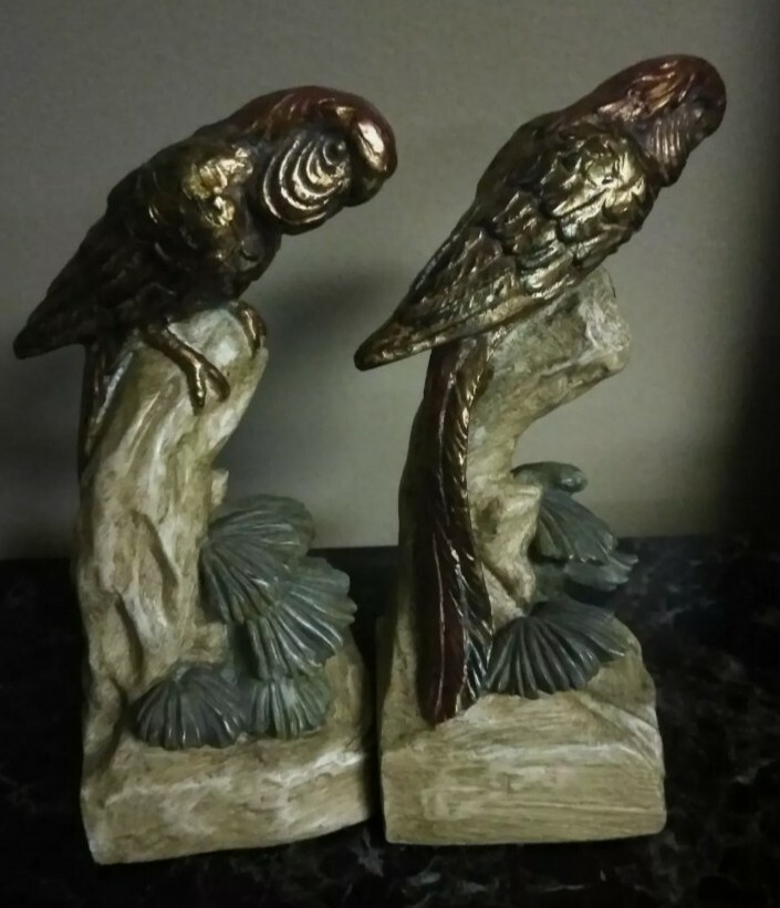Vintage Parrot Parakeet Pair Bookends