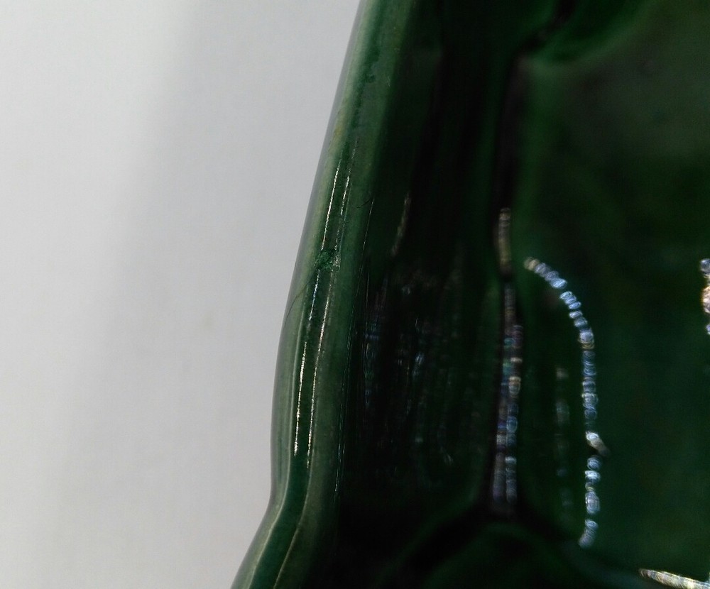 Green Vintage Leaf Design 76-USA Marked Art Pottery Rectangular Planter