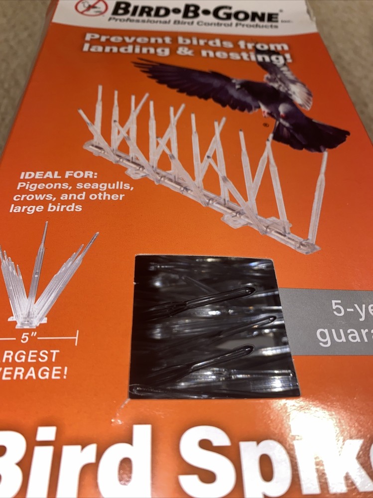 Bird-B-Gone Bird Spikes Clear Plastic 6- 1’ Spike Strips, 5” Width