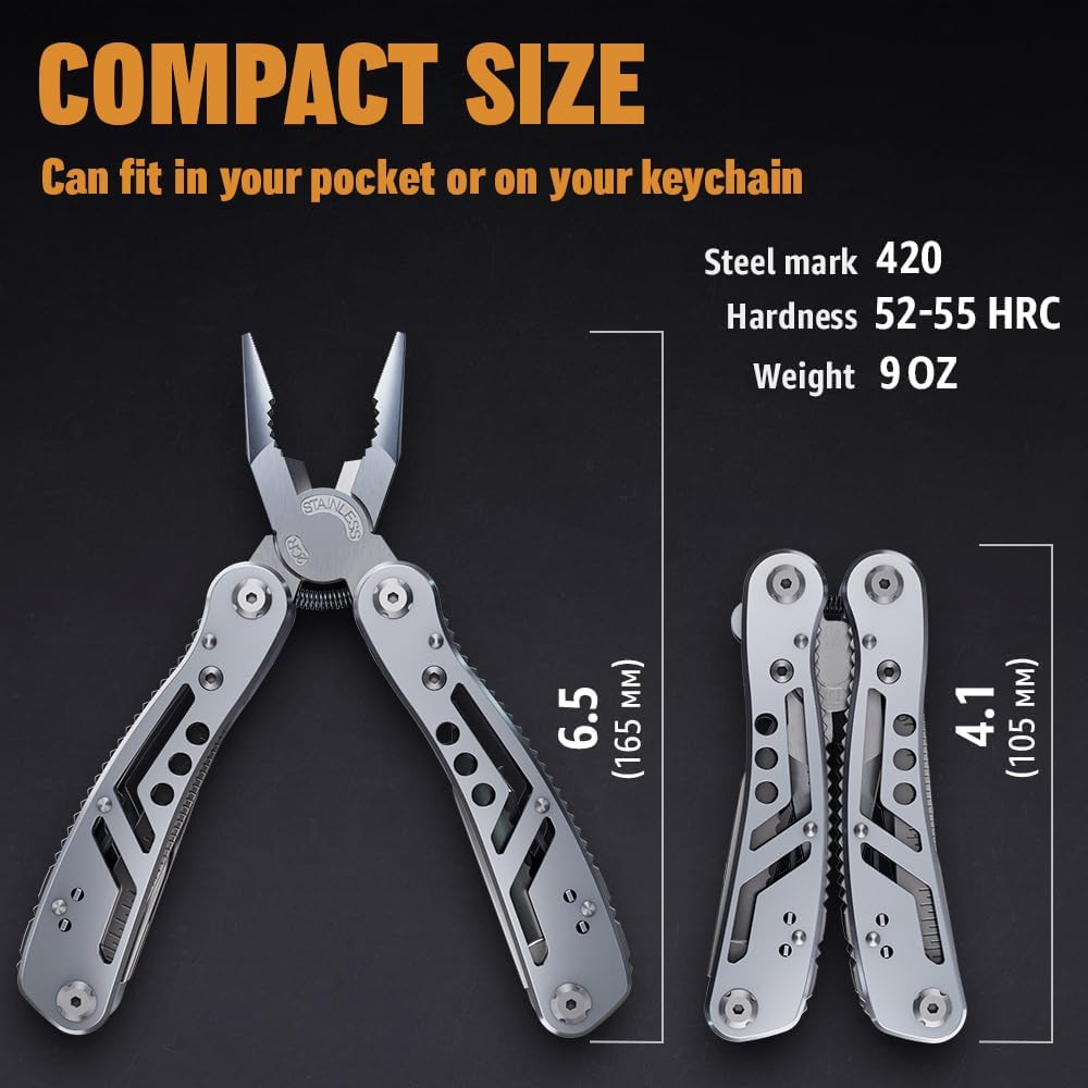 24-In-1 Multitool with Knife, Pliers & 11 Bits Sharp Stainless Steel - Multi Too