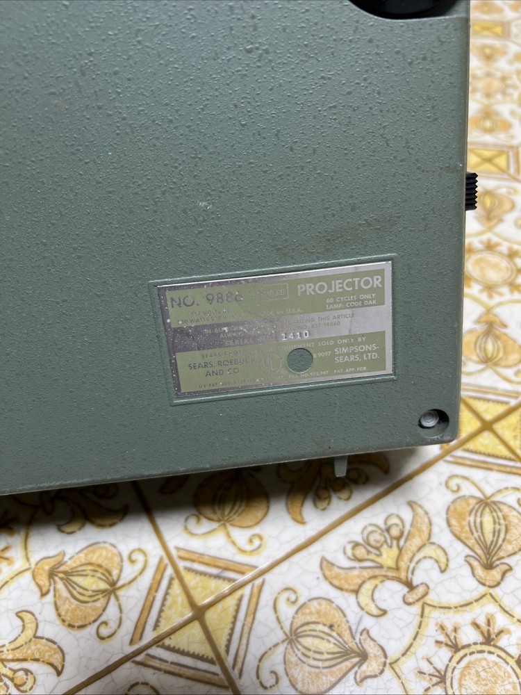 Vintage Sears Projector 9886 Green Working Powers on, Light and Fan Works