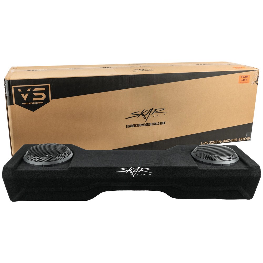 NEW DUAL 10" 2000W MAX LOADED SUB BOX FITS 2007-2013 CHEVY SILVERADO EXT CAB