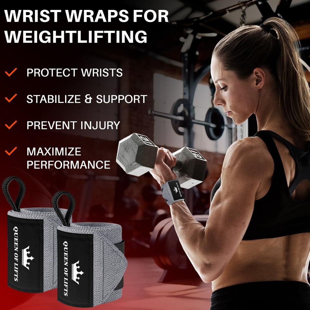 HeavyDuty Weightlifting Wrist Wraps with Thumb Loop for Powerlifting & Training