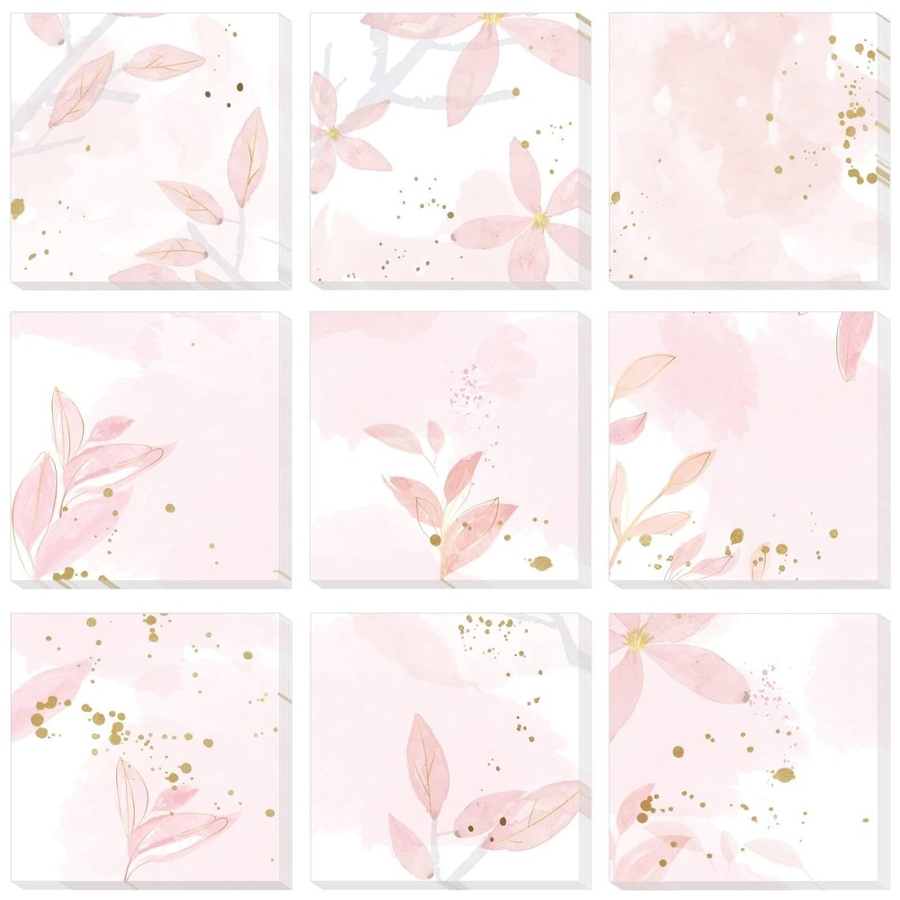 9 Pieces Boho Leaves Sticky Note Pads Adhesive Memo Notes Self-Stick Note Pad...