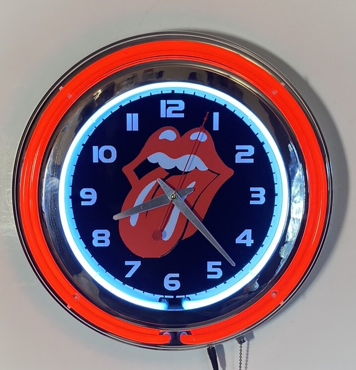 Rolling Stones logo Double Ring Neon Clock