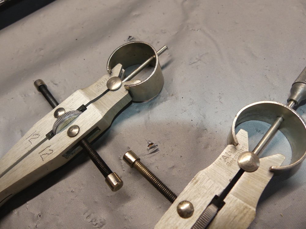 PAIR - VINTAGE ALVIN DRAFTING TOOL COMPASS GERMANY MADE - 4.5" & 5"
