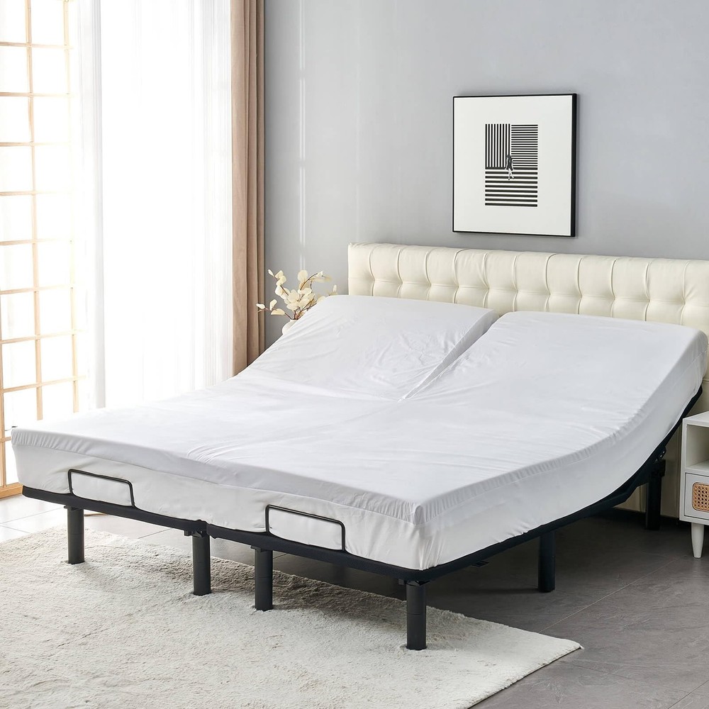 Waterproof 32-34" Split Top Queen Mattress Protector for Adjustable Bed Soft ...