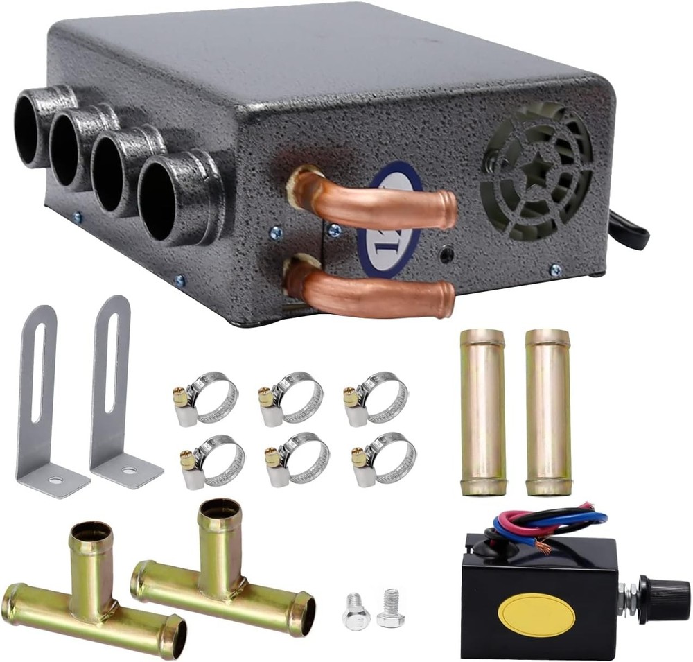 12V Car Auxiliary Heater, 4 Ports Universal Underdash Compact Auxiliary