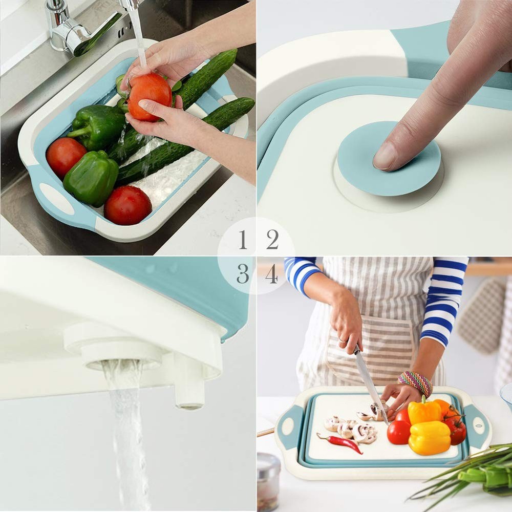 Collapsible Cutting Board, Foldable Chopping Board with Colander, Multifuncti...