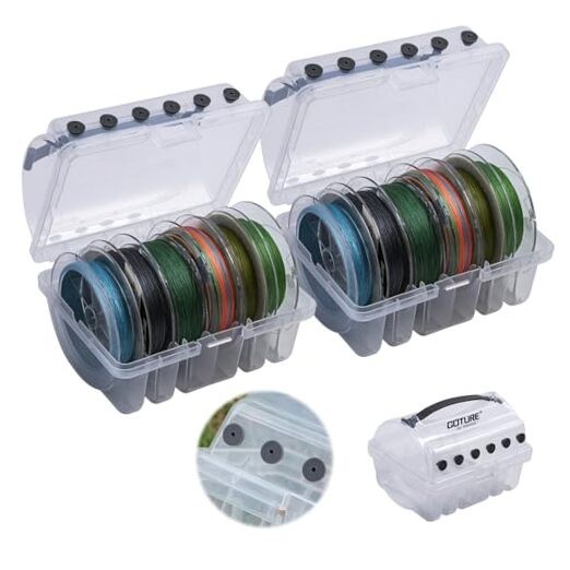 Fishing Line Storage Box 1/2Pcs, 6(2 Large + 2Pcs - 6 Slots Spool Storage Box