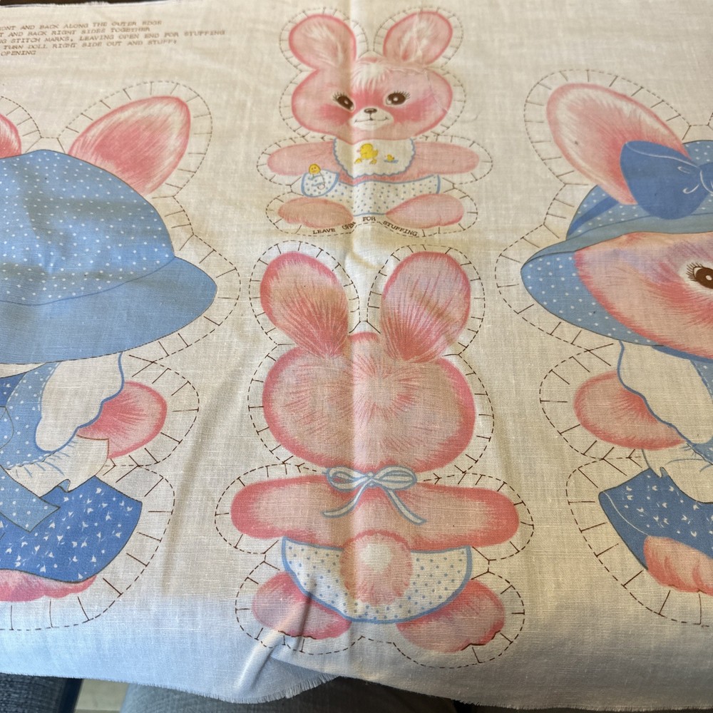 Vintage Sewing Pattern Panel, Uncut, Bunny Rabbit Pattern