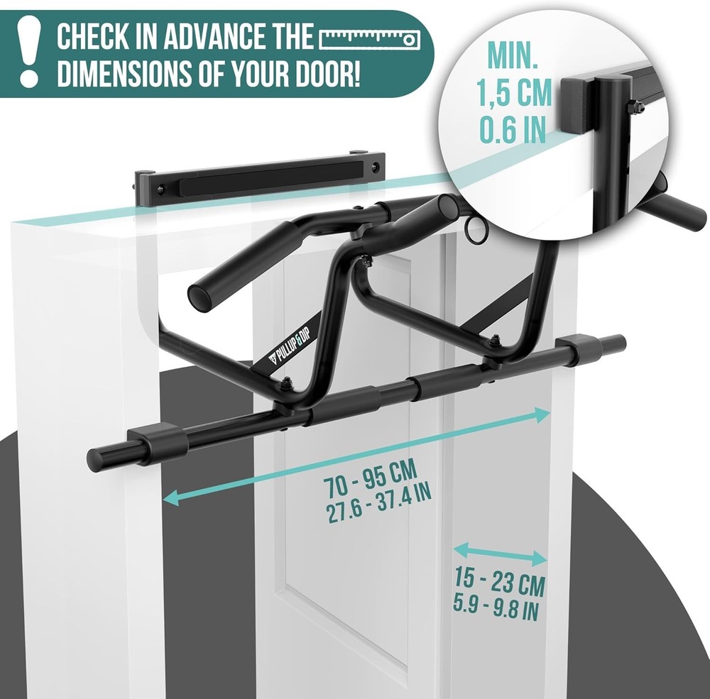 PULLUP & DIP Pull-Up Bar for Door Frames for Hanging without Screws and No Slipp