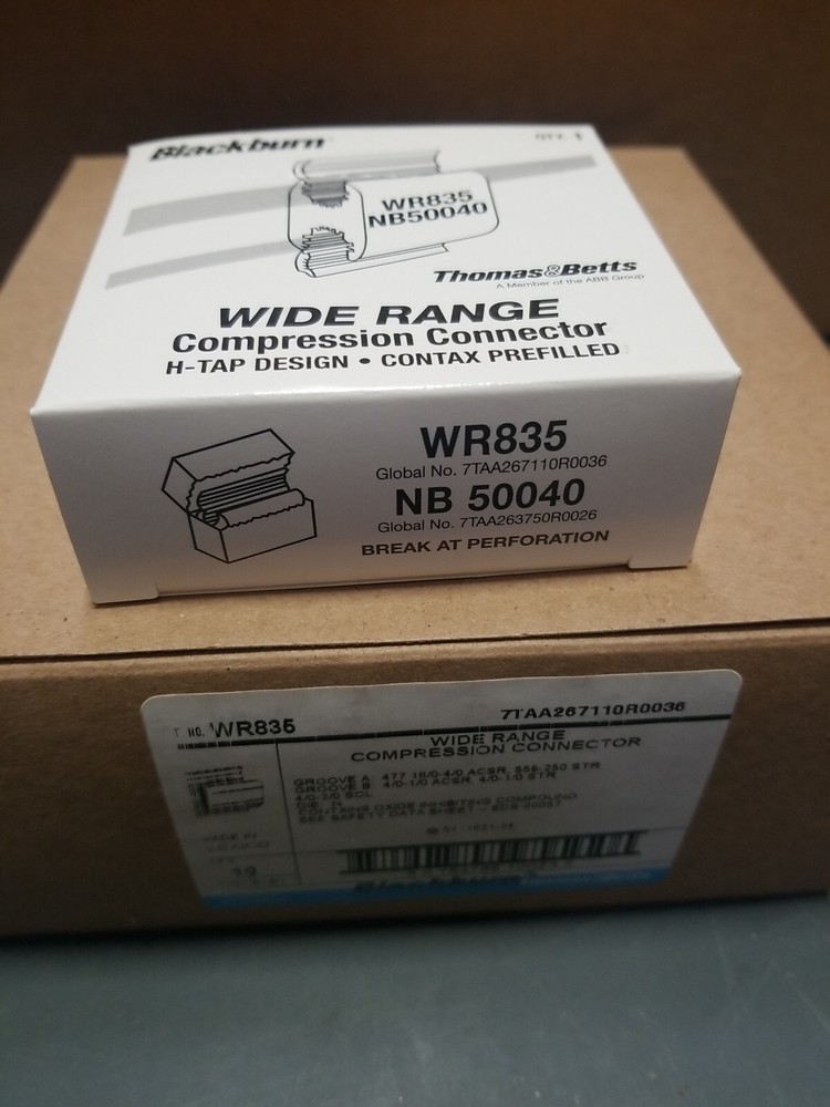 10 -PACK THOMAS & BETTS BLACKBURN WR835 WIDE RANGE COMPRESSION CONNECTOR H-TAP