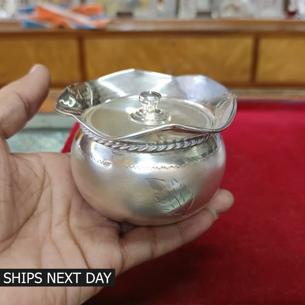 925 Silver Boxes Jar Tin Pure Silver Ghee Pot Silver Utensils Home Kitchen