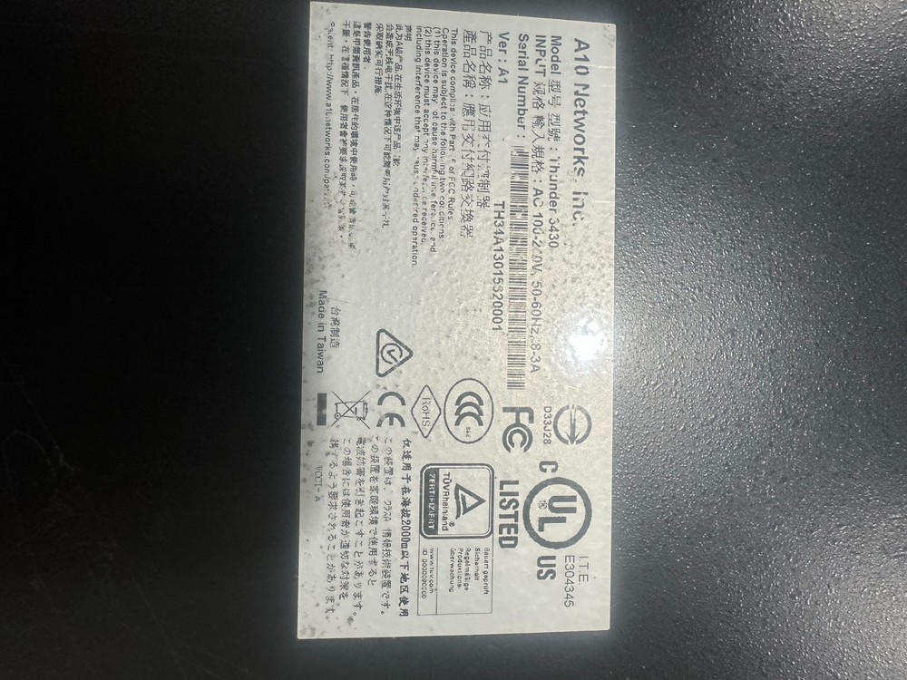 A10 Networks Thunder 3430 **Used tested working**