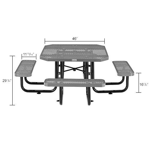 Global Industrial 46" Octagonal Picnic Table Expanded Metal Gray
