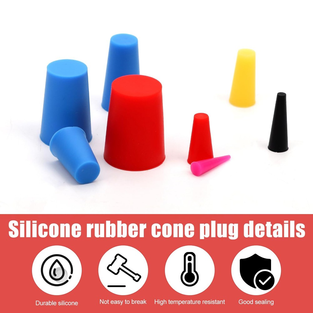 110 Pcs Silicone Rubber Tapered Plug High Temperature Resistant Assortment Kit