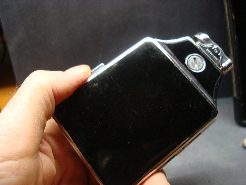 Vtg Ronson Cigarette Case Lighter-Tortoise Shell Enamel-Working-Never Lit