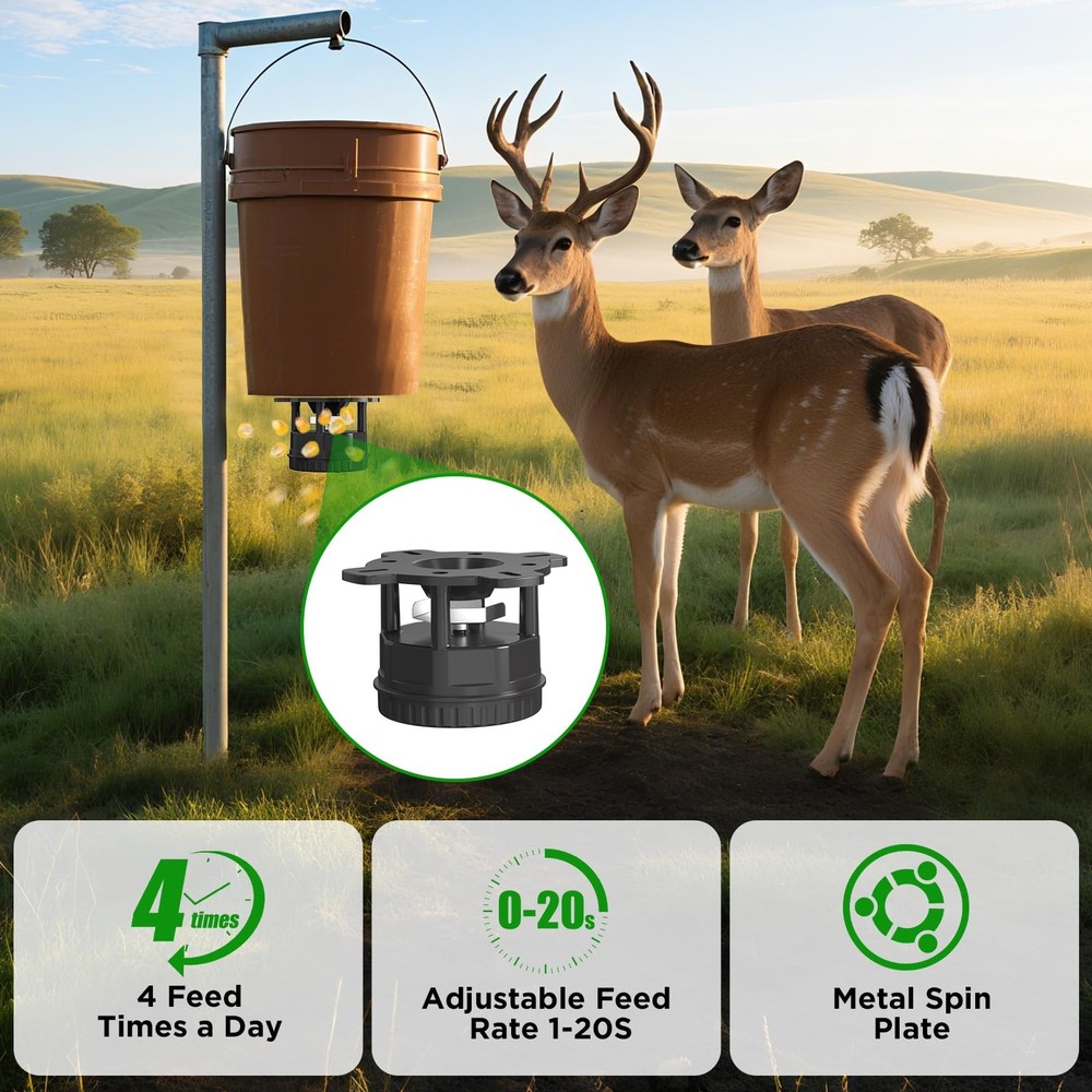 Deer Feeder Kit,Motor and Timer Kit with Programable Digital Timer,Up Black