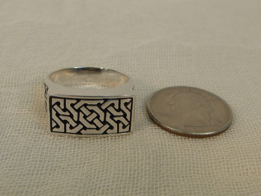 STERLING SILVER CELTIC KNOT RING SIZE 12 SQUARE KNOTWORK MODERNIST