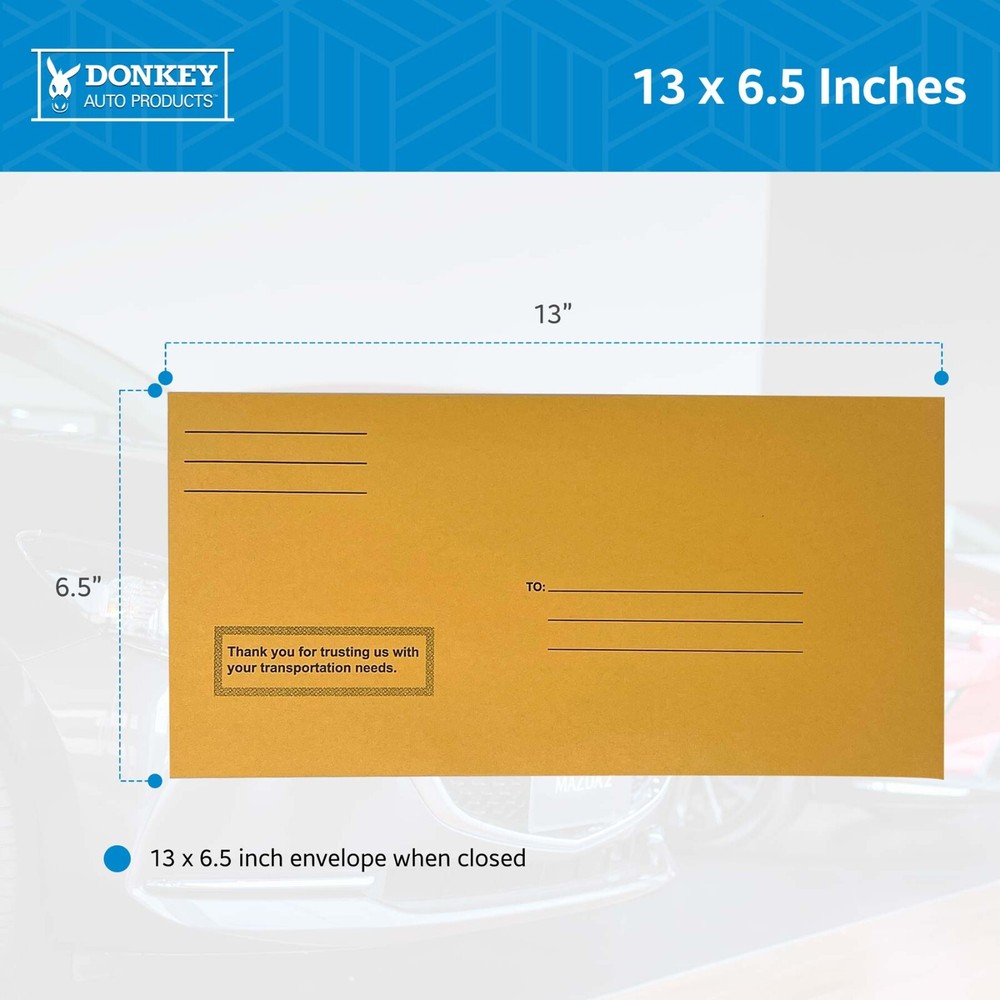 Printed License Plate Envelopes - Moist & Seal (100 per box)