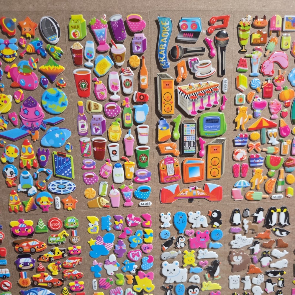 3200+ Stickers for Kids, 3D Puffy Sticker, 64 Different Sheets, Multicolored