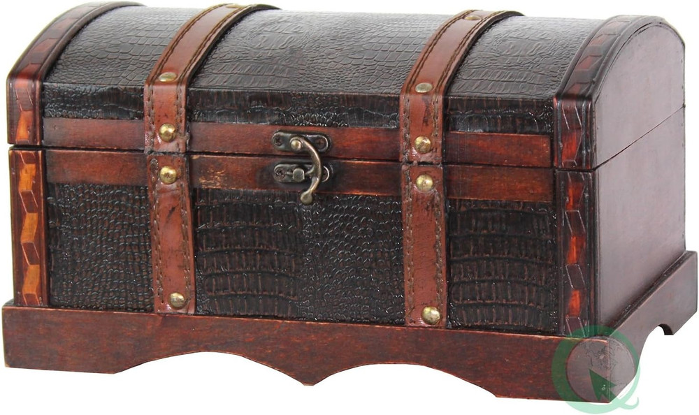 (Tm) Leather Wooden Chest/Trunk
