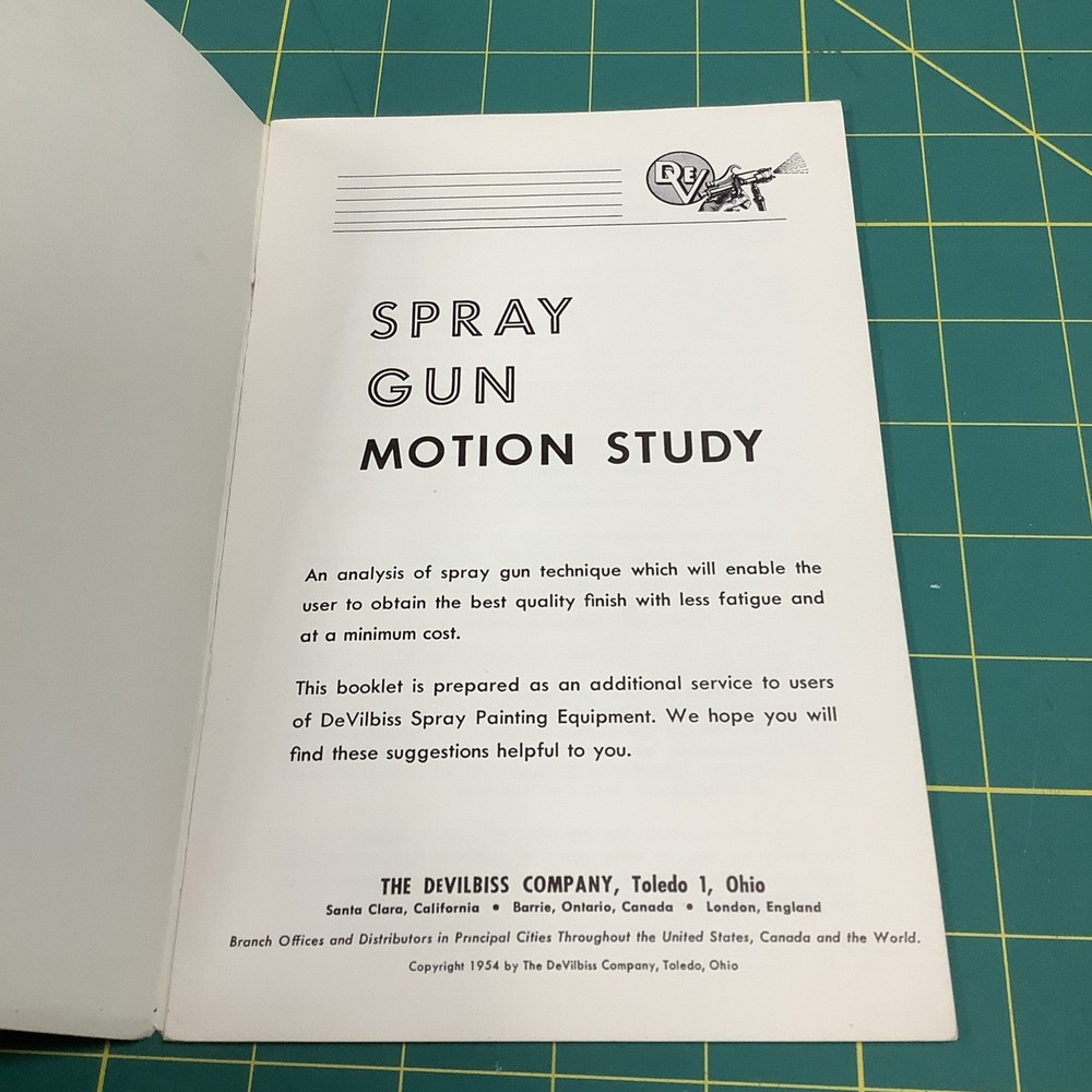 1954 Devilbiss Co. Spray Gun Motion Study Manual Spray Gun Guide