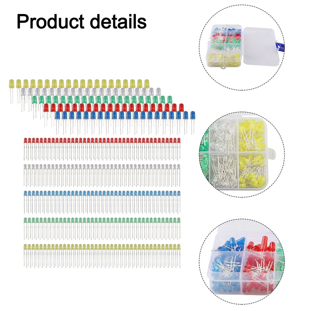 300 Pcs LED Diode Set with 5 Different Colors Suitable for Various DIY Projects