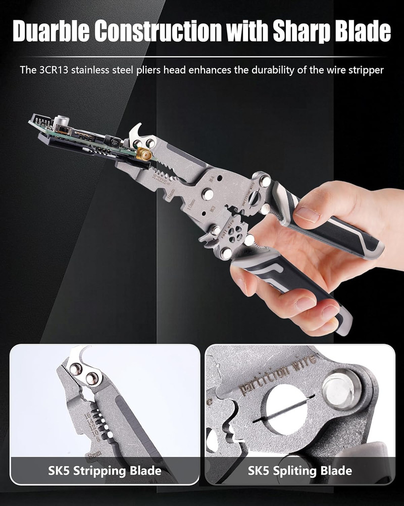 18 in 1 Foldable ?Ire Stripper Crimper, Multifunctional Folding Wire Stripping T