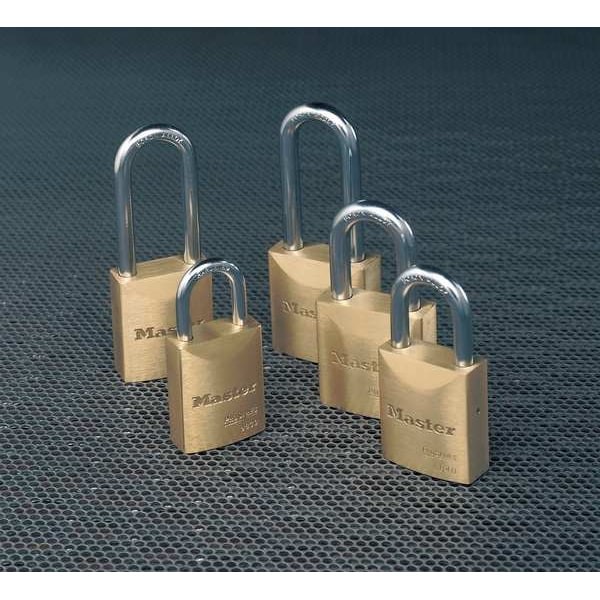 Master Lock 6850 Padlock, Keyed Different, Long Shackle, Rectangular Brass