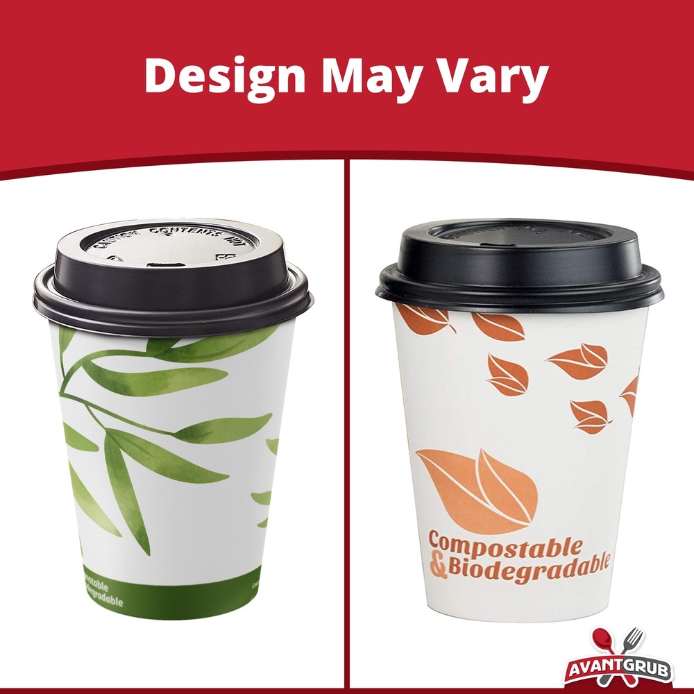 Compostable Paper Coffee Cups 12 Oz 100 Pack. Disposable Eco Friendly Bulk Drink