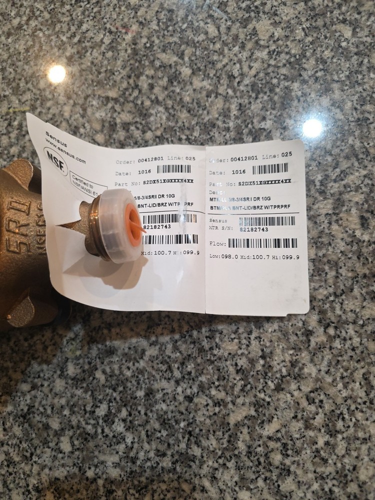 Sensus SR II 5/8" Brass Water Meter – Zero Hours – New