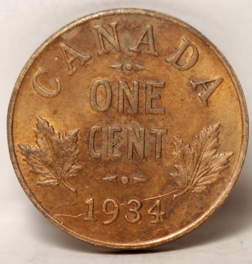 Canada, 1934 Small Cent, KM258, UNC light scratch